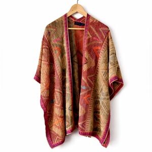 Polo Ralph Lauren Southwest Boho Linen Silk Wrap Poncho S/SX